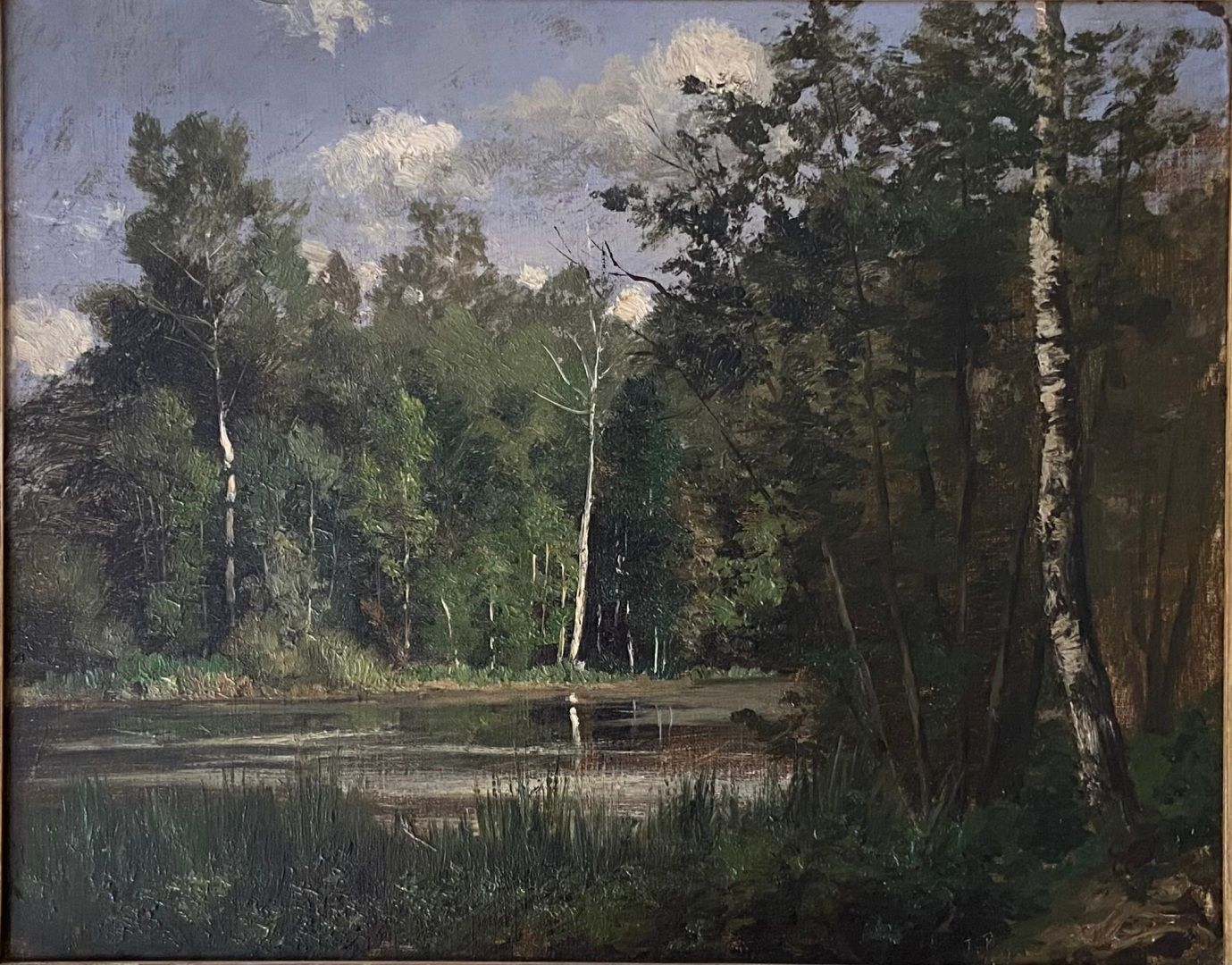 Null 19世纪的学校 
灌木丛 
布面油画 
32 x 41厘米 
镀金木框