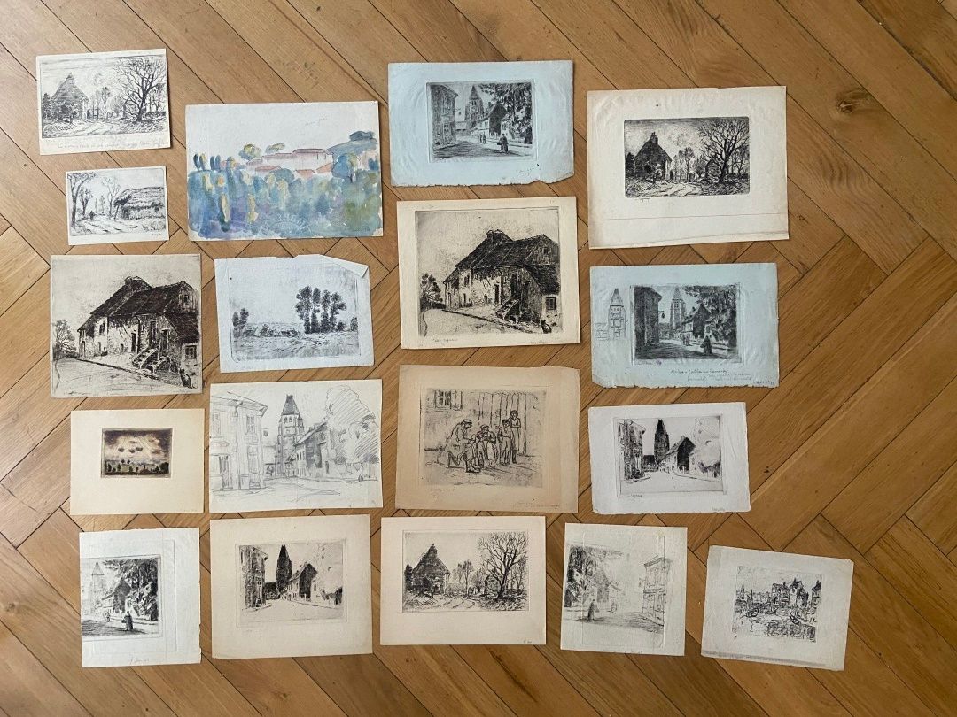 Null Albert LEPREUX (1868-1959)
Ensemble de 16 paysages, à la pointe sèche en no&hellip;
