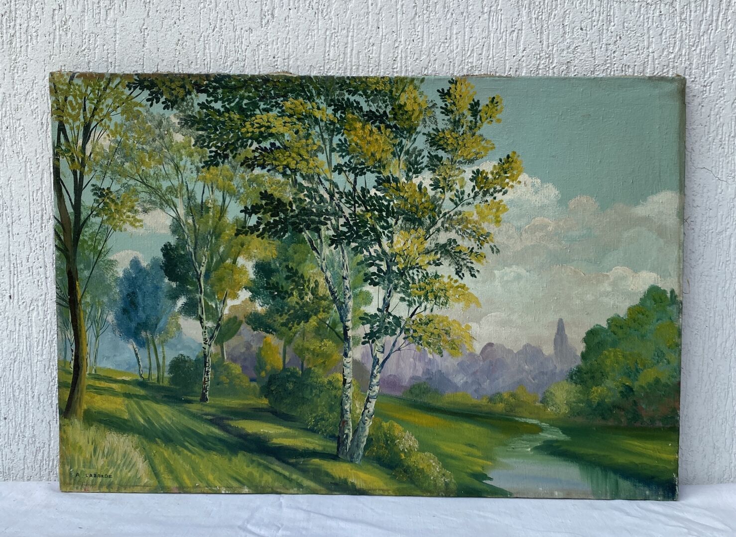 Null LABARDE A. - "Arbres et bord de rivière" - huile sur toile - 48 x 71 cm - q&hellip;