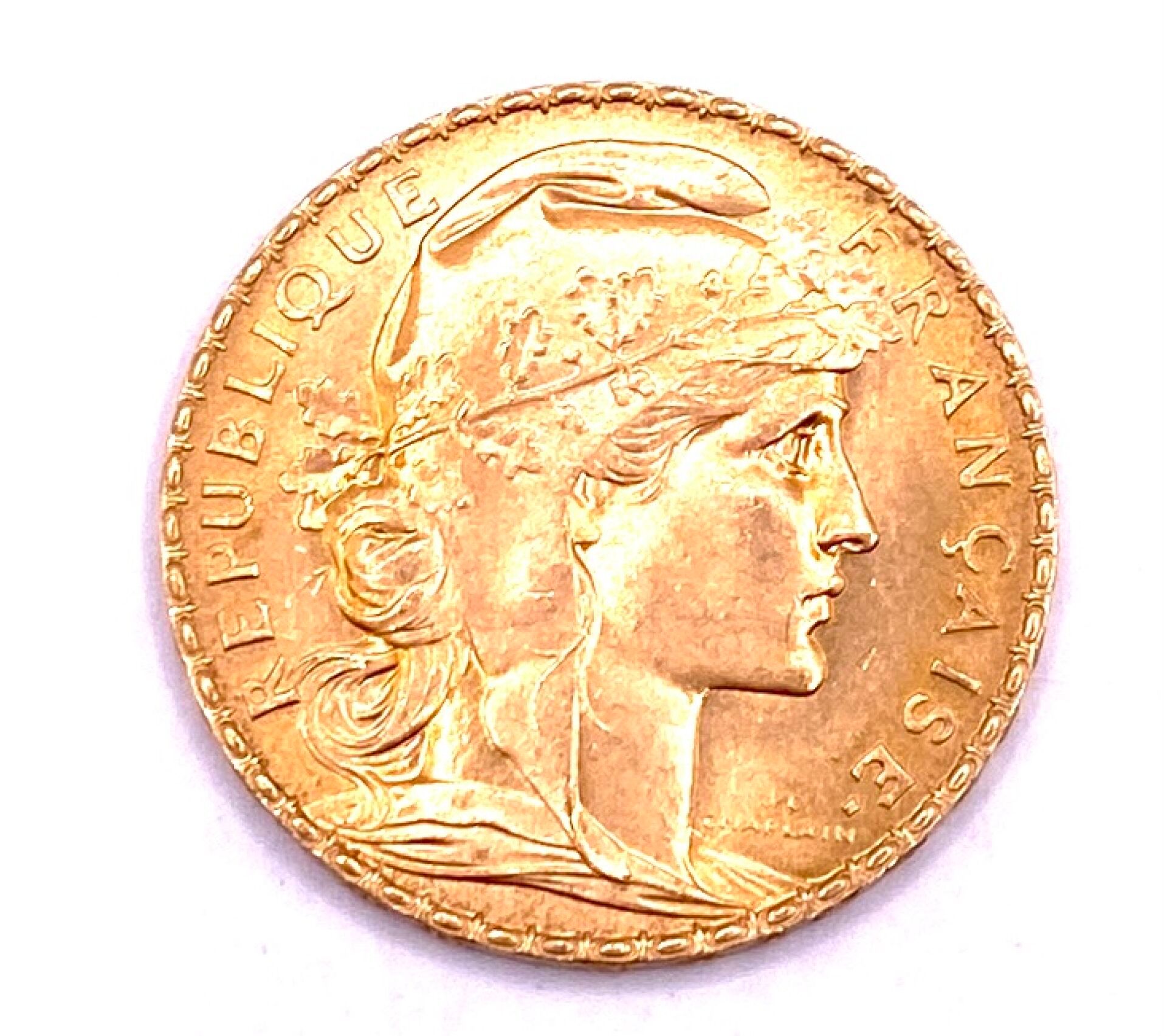 Null Frankreich - 20-Franc-Münze Marianne mit Hahn Republik Frankreich aus Gelbg&hellip;