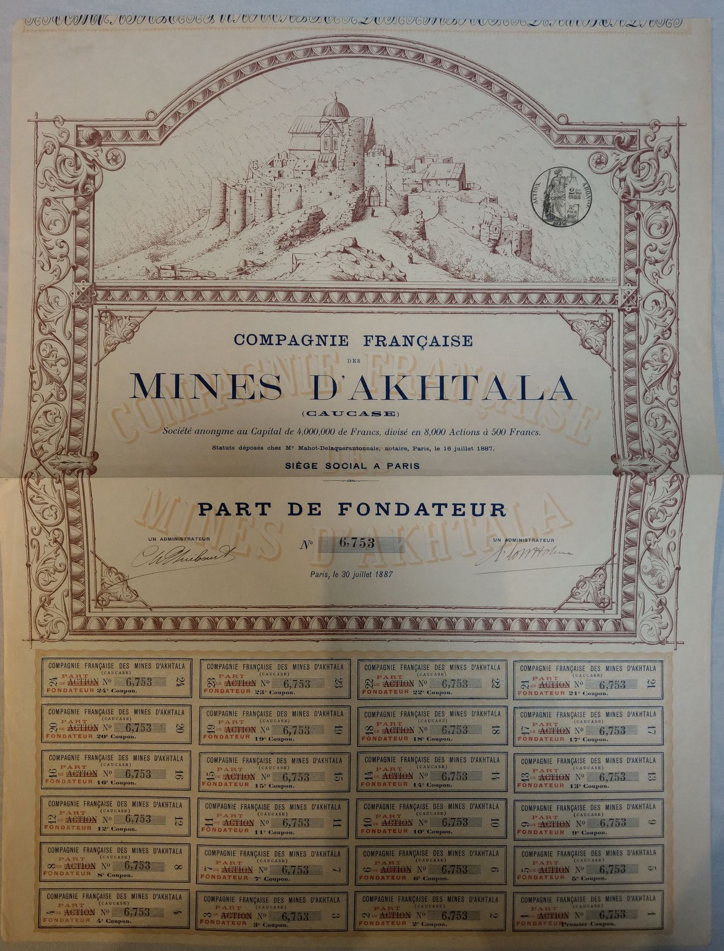 Compagnie Française des Mines d'Akhtala 俄罗斯，高加索地区

法国阿克塔拉矿业公司



创始人的份额