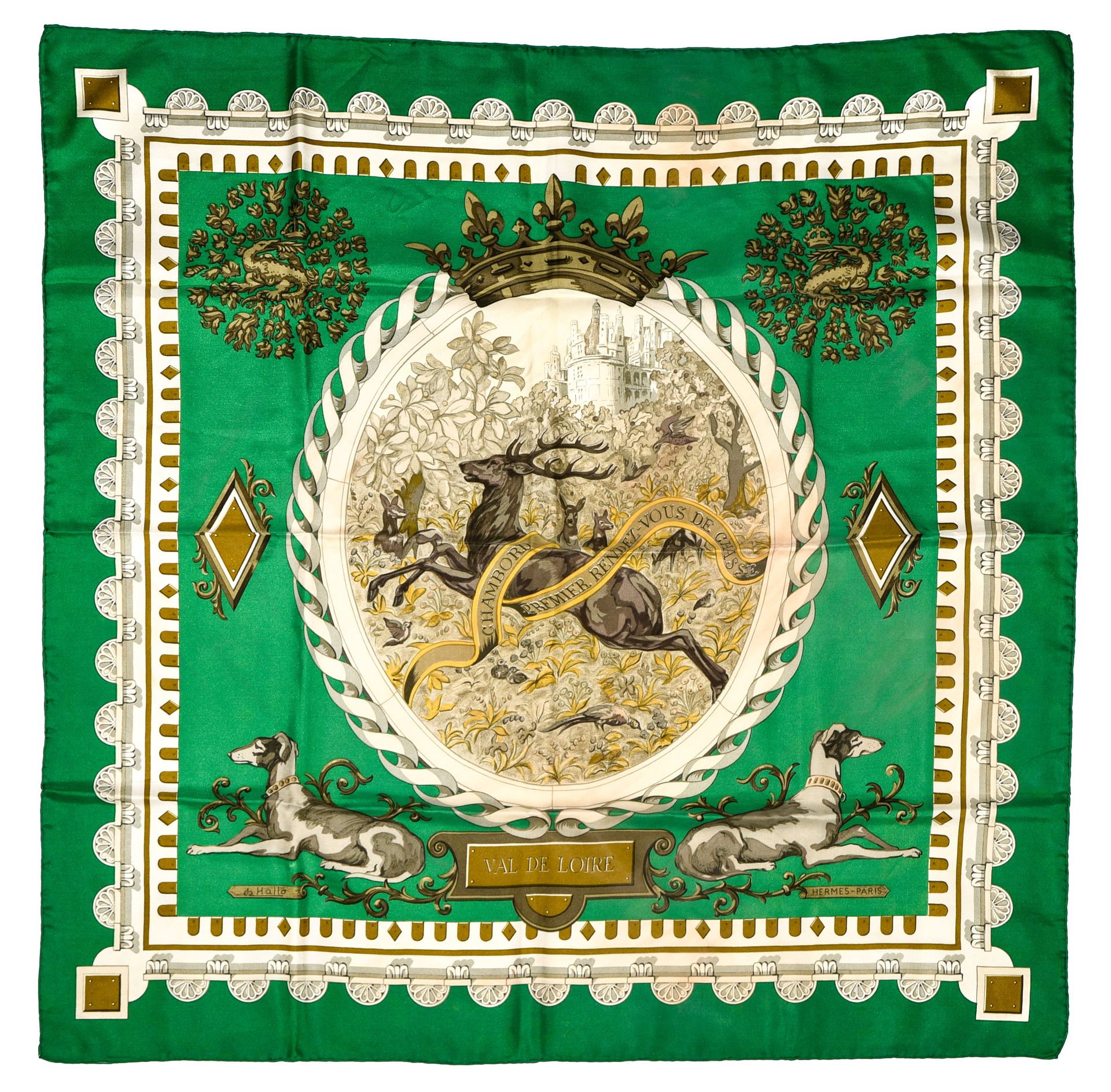Hermès Carré twill " Val de Loire"



Carré 90 cm en soie twill sur fond vert et&hellip;