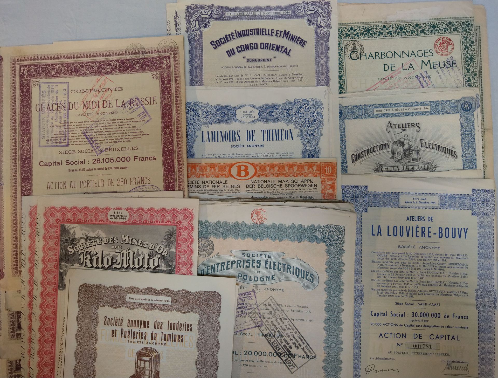Lot d'actions XXe BELGIUM

Lot of 20th century shares



Including: Entreprises &hellip;