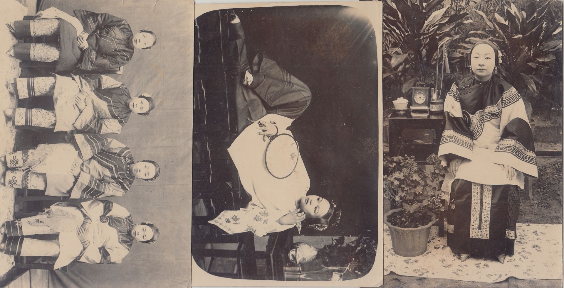 Trois photographies de courtisanes 瓷器，约1900年

三张歌妓的照片



尺寸约为10×15厘米，其中一个背面标有 "福&hellip;