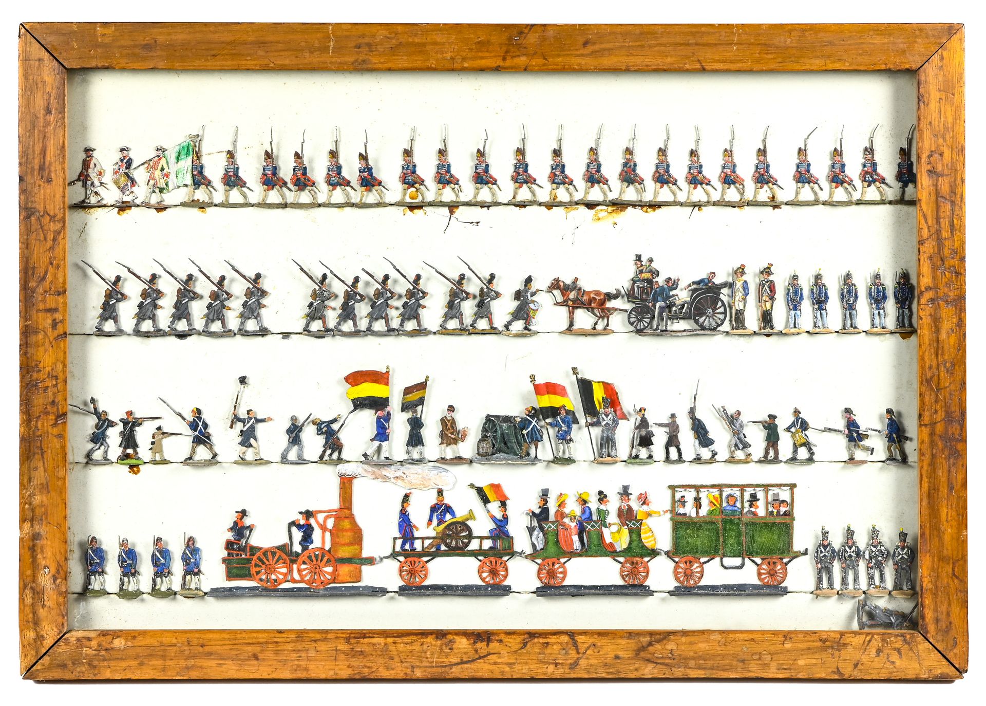 Ensemble de figurines plates en plomb, figurant la Belgique vers 1830 代表1830年左右比&hellip;