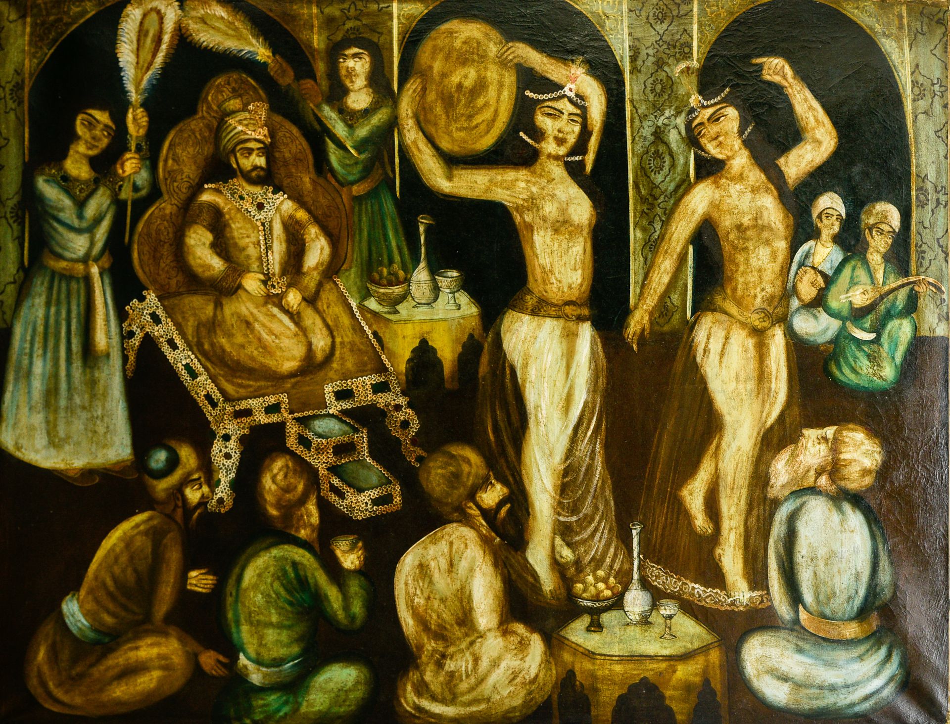 Null 波斯，20世纪头四分之一

在国王的宫廷里，舞者们



布面油画

 高：113厘米，宽：146厘米