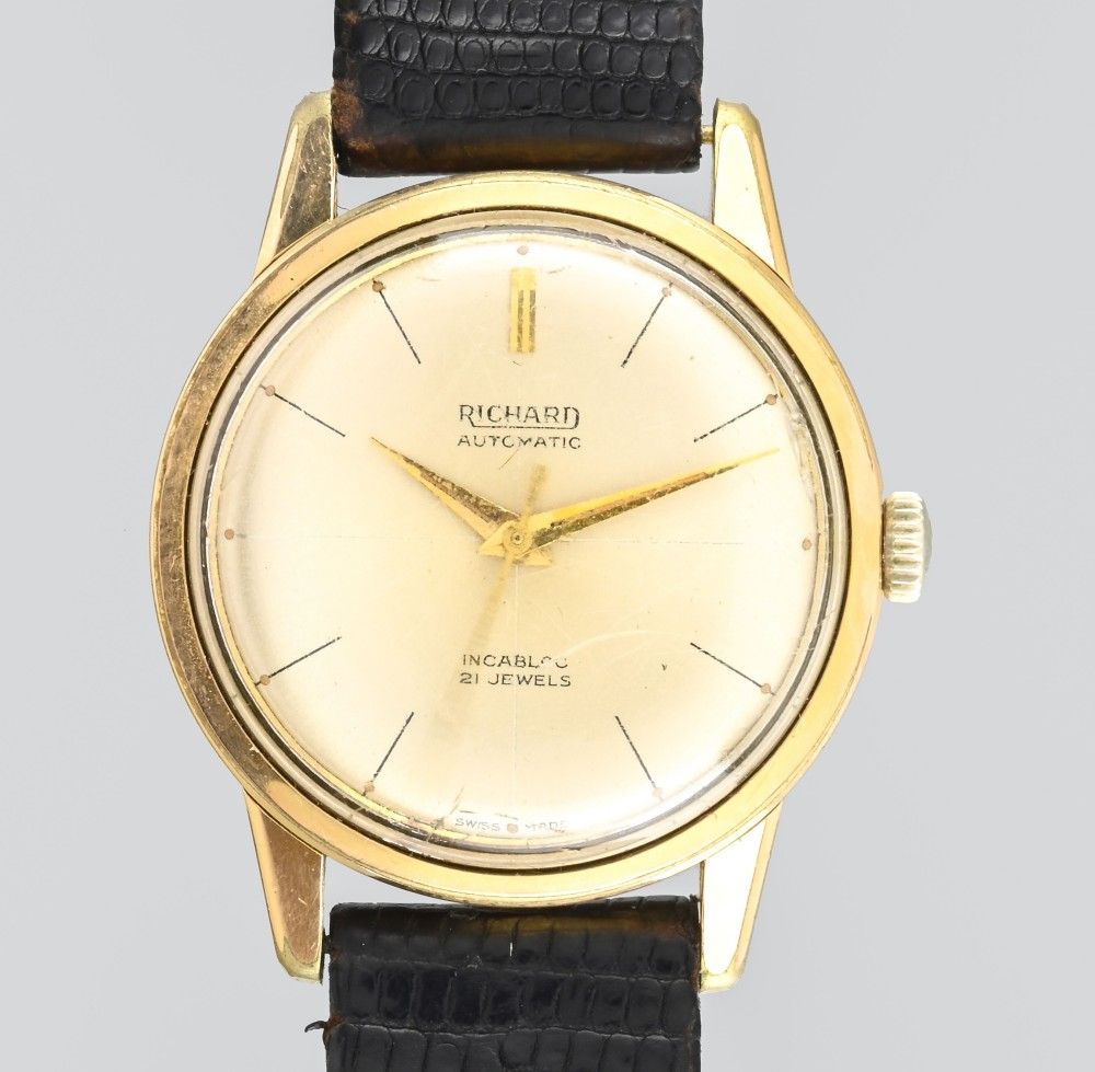 Doe voorzichtig niet verwant het is nutteloos Richard Men's wrist watch, circa 1950-1960 Champagn… | Drouot.com