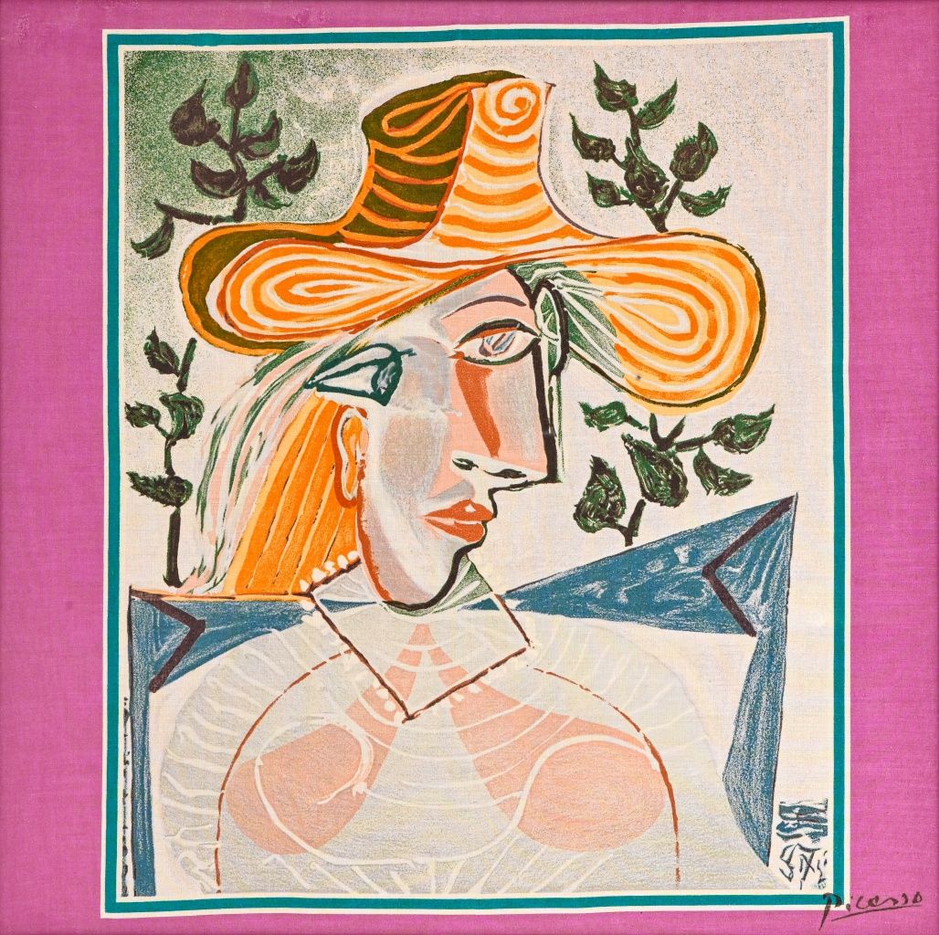 Null Pablo PICASSO (1881 - 1973) Nach
Porträt einer Frau

gerahmtes Kopftuch
 H:&hellip;