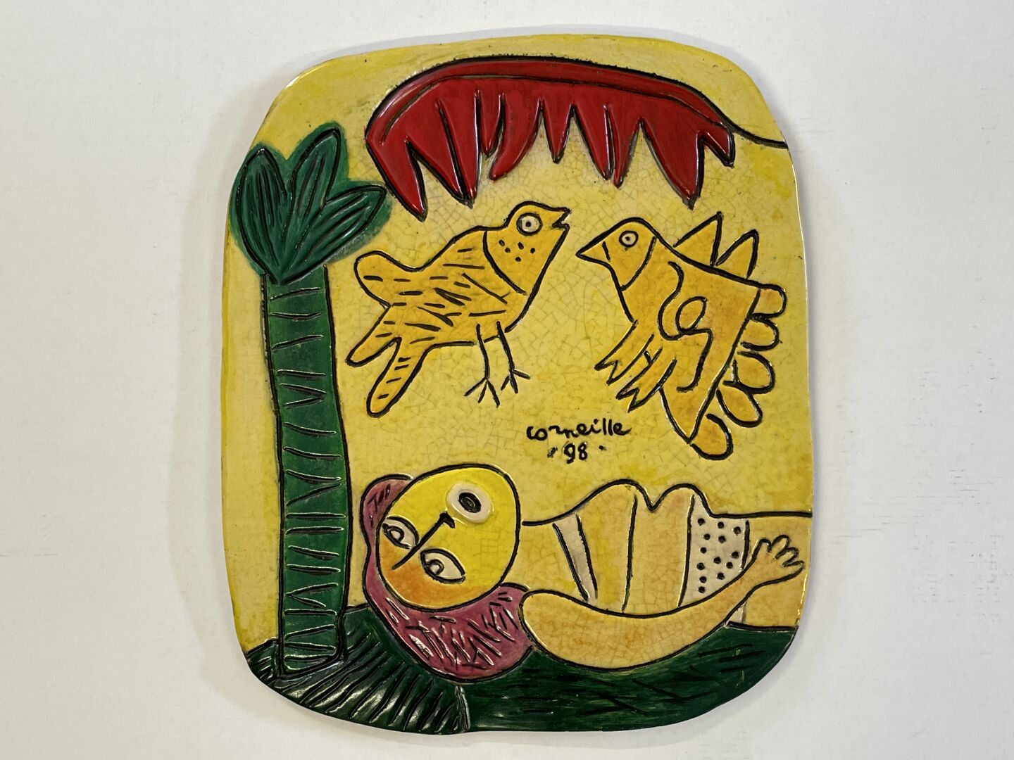 Null CORNEILLE (1922-2010)

Ceramic plate

Signed and dated 98.

40 x 34 cm.