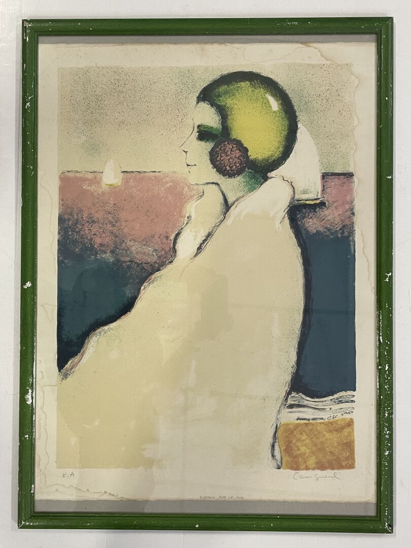 Null 让-皮埃尔-卡西尼奥（Jean-Pierre CASSIGNEUL） (1935)

"戴着绿色帽子的女人。

石版画艺术家的证明。有签名和标题。

&hellip;