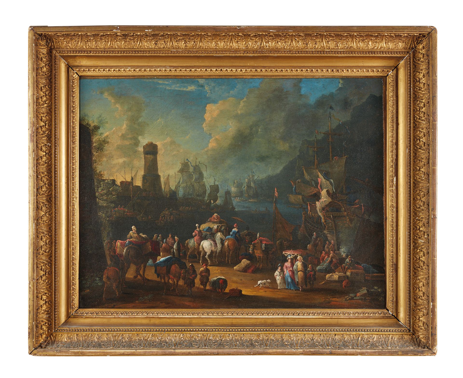 Null Jean Baptiste Van der MEIREN (Anvers, 1664-1708) : Orientaux dans un port m&hellip;