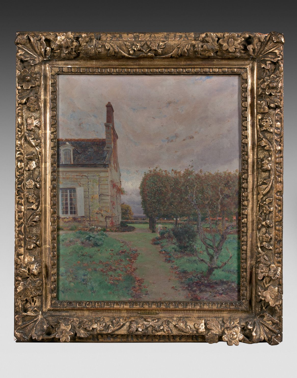 Null 维克多-比内(1849-1924)

秋天的花园

帆布左下方有签名。

雕刻和镀金的木框（根据尺寸给出）。

高度45 - 宽度36厘米