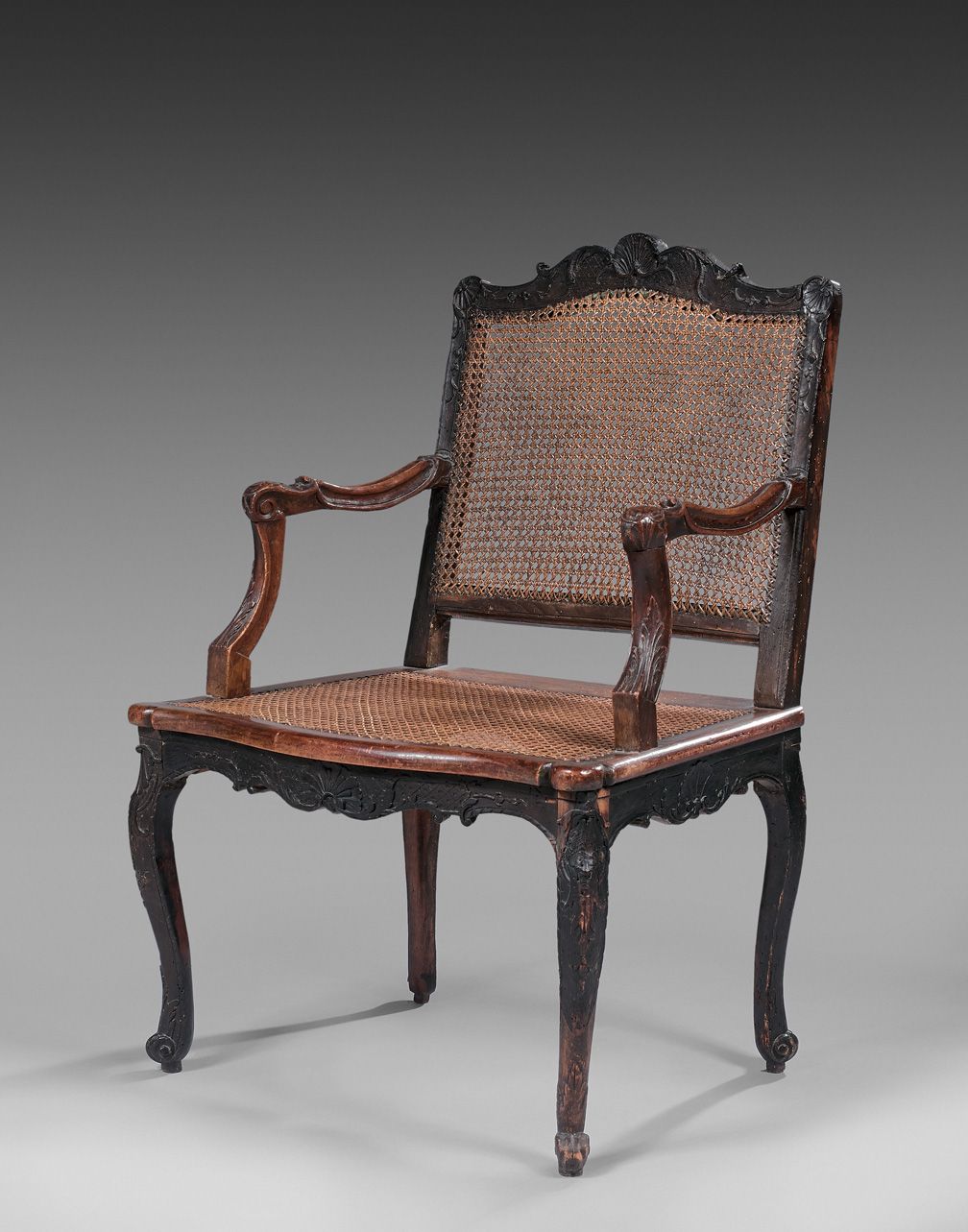 Null Caned armchair with straight back in moulded and carved beech wood with she&hellip;