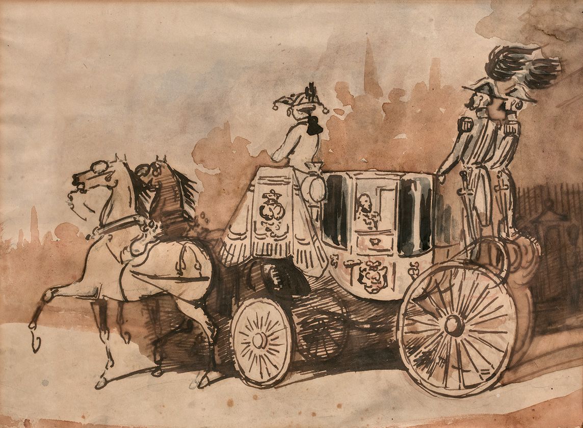 Null 康斯坦丁-盖斯(1802-1892)

王子的马车

钢笔和棕色及深褐色墨水。

高度20 - 宽度25厘米

纸张略有翘曲。