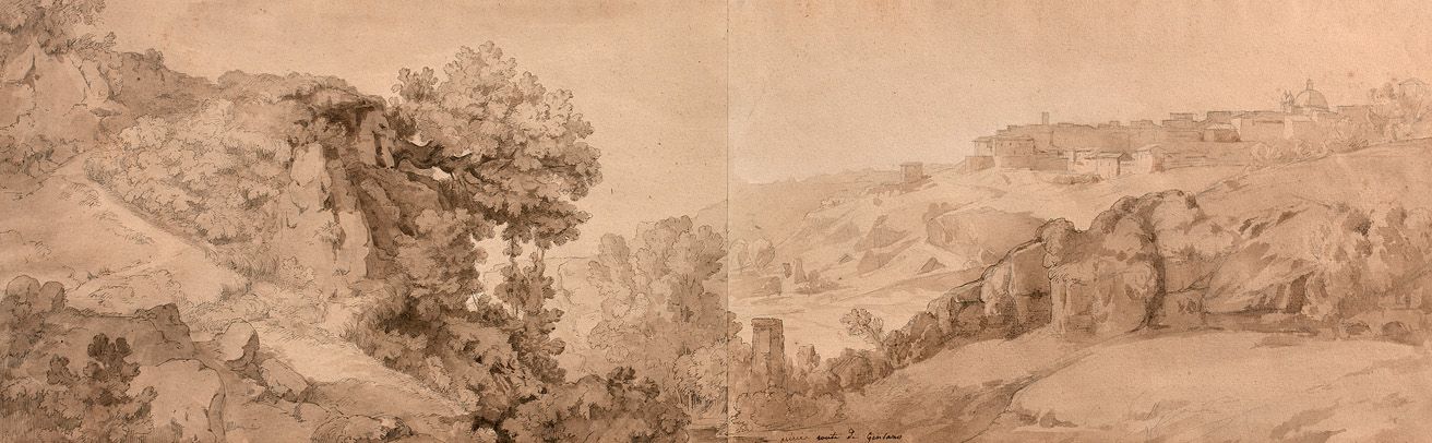 Null 归功于欧仁-费迪南-布图拉（1812-1852）。

两个风景区

其中一张在中下部用墨水注解 "Ariccia route de Genzano"。&hellip;