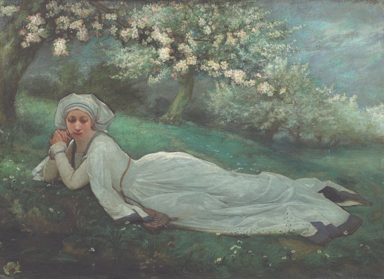 Null 玛丽-布拉克蒙(Marie BRACQUEMOND) (1841-1916)

年轻女孩躺在盛开的苹果树下

布面油画。签名右下角有M.B.的字样。
&hellip;