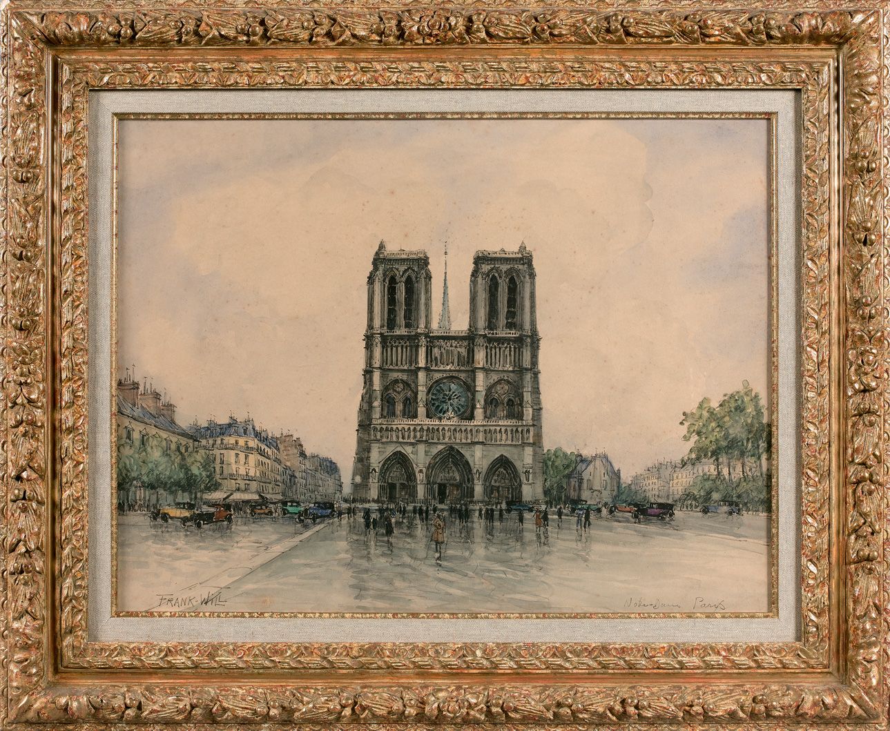 Null 弗兰克-威尔 (1900-1951)

巴黎圣母院

水彩画左下方有签名，位于右下方。

高度44 - 宽度59厘米

小的划痕。