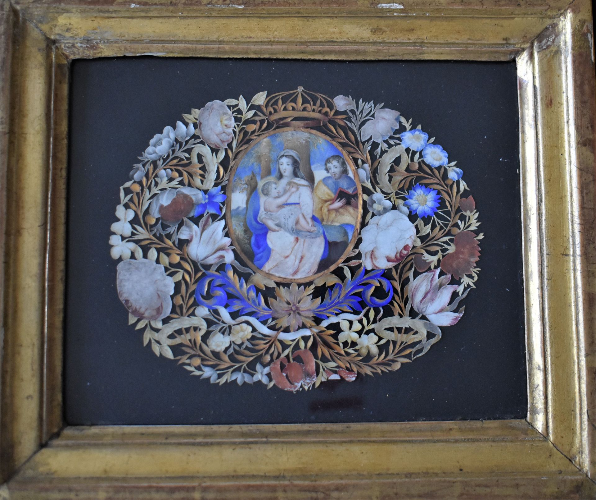 Null 带框的《圣母子与施洗者约翰》（高11-宽13厘米）。18世纪。

考虑到作品的脆弱性，这些罐头是按原样出售的。这些拍品可以在9月27日之前在拍卖行观看&hellip;
