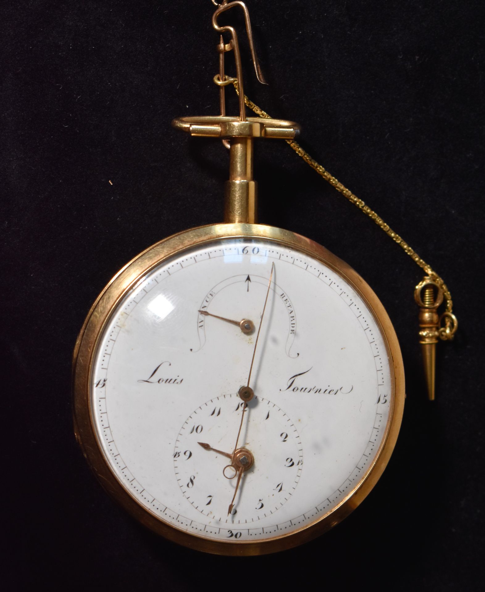 Null 18K (750) yellow gold repeater POCKET WATCH. Dial showing hours, minutes an&hellip;