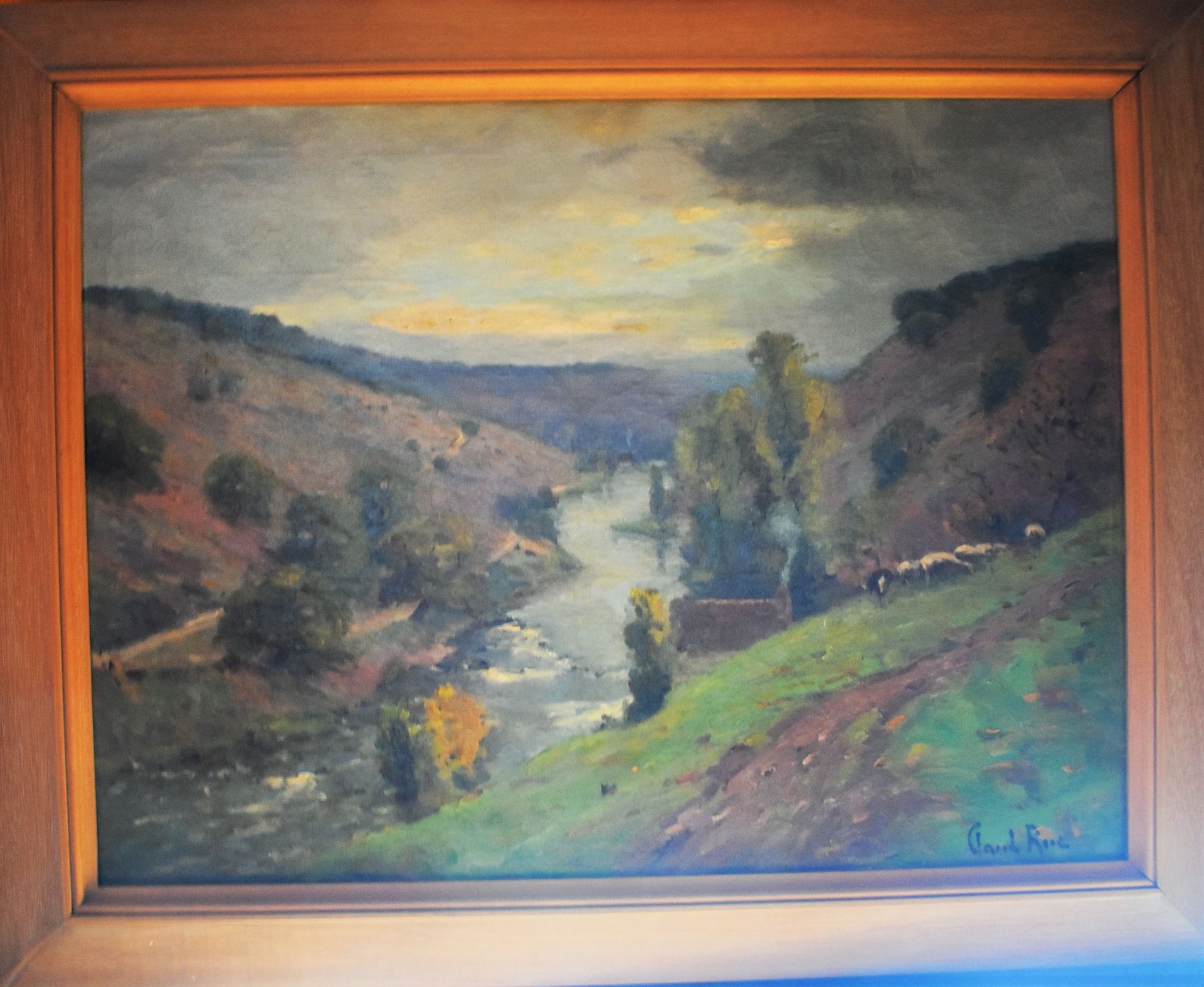 Null Claude RUE (XXth century) : River in the valley. Canvas. Height 44 - Width &hellip;