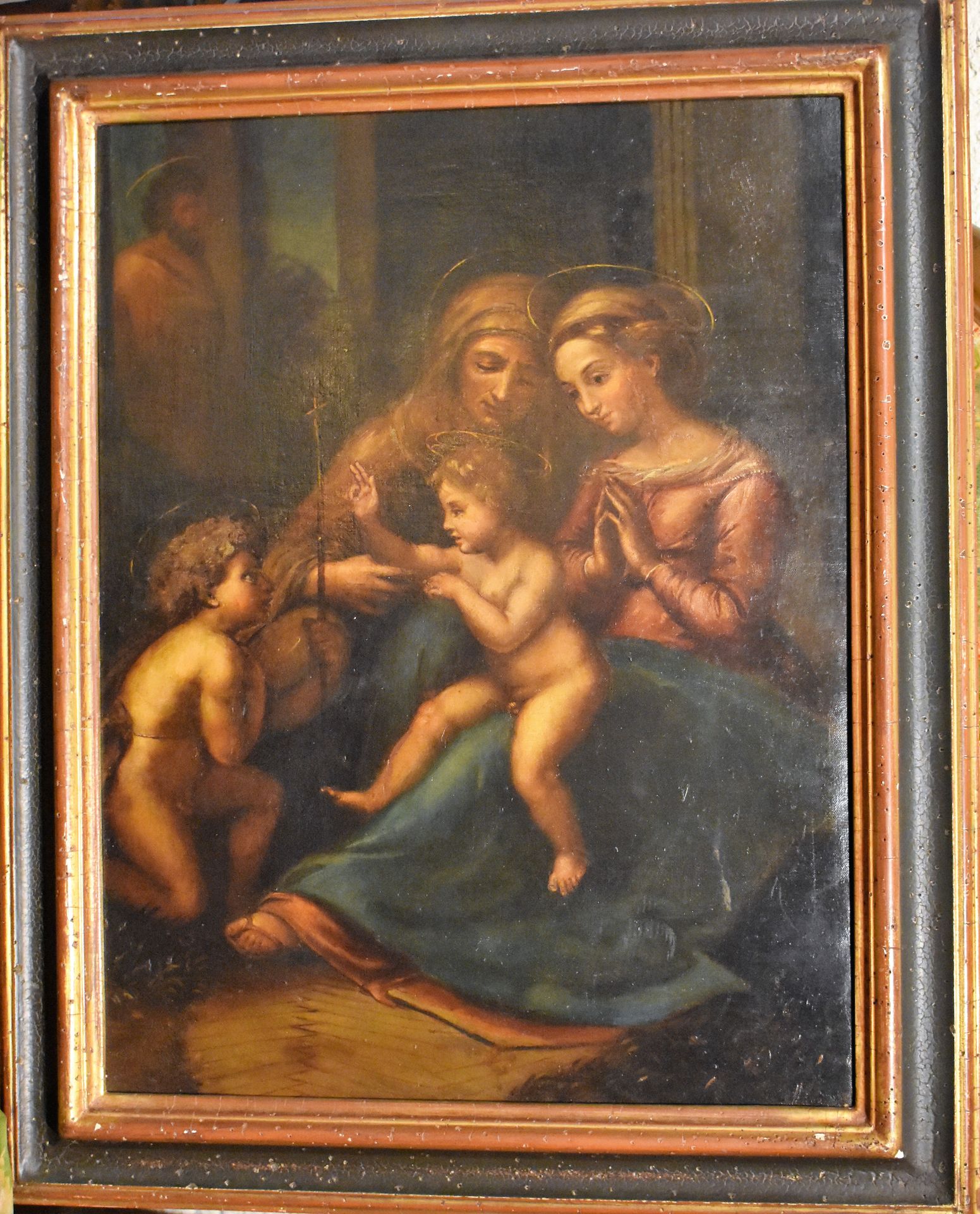 Null 19th century ITALIAN SCHOOL: Holy Family. Canvas (faded). Height 50 - Width&hellip;
