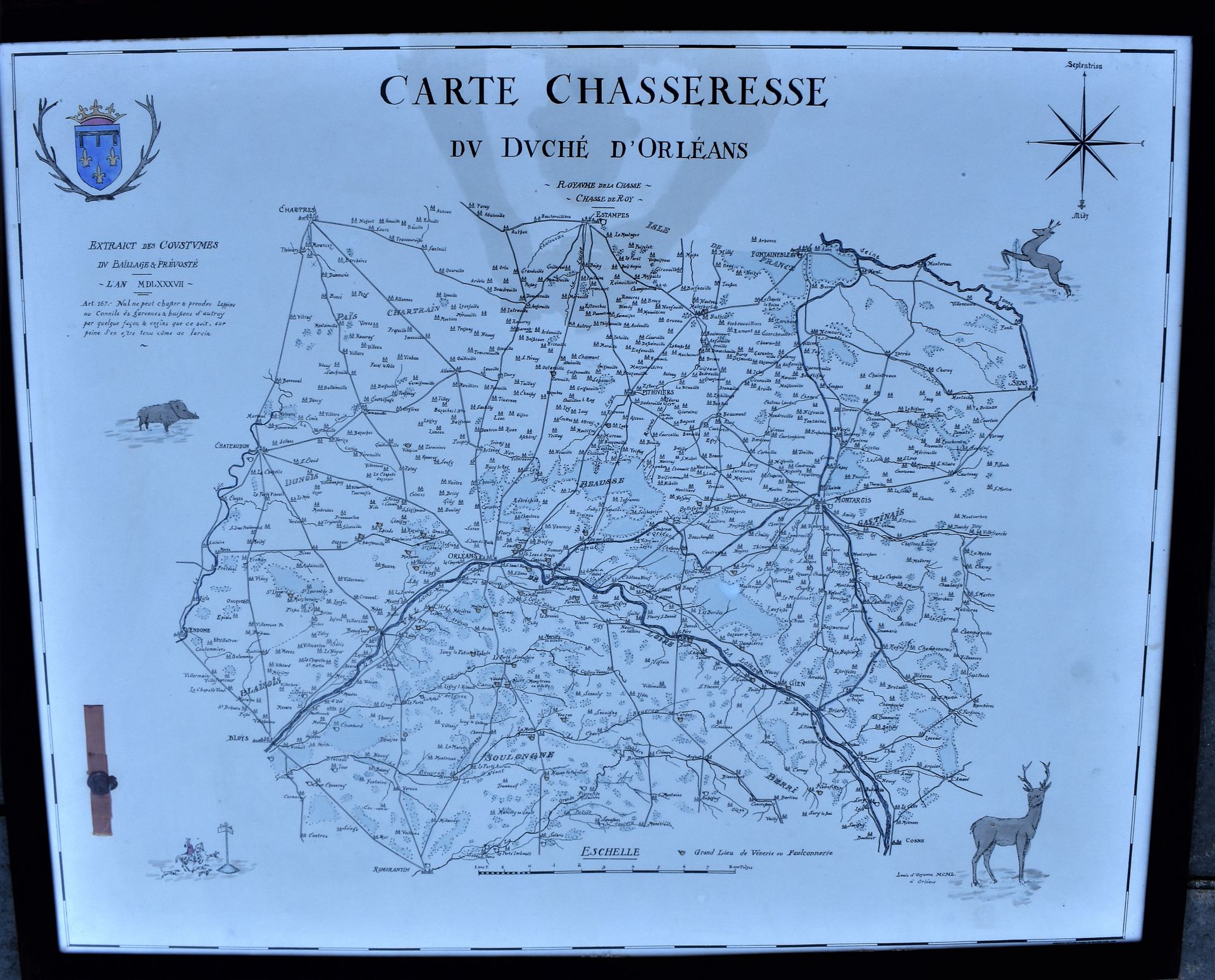 Null THREE GLASSES: Hunting map (Overall: Height 70 - Width 84 cm) - New Orleans&hellip;