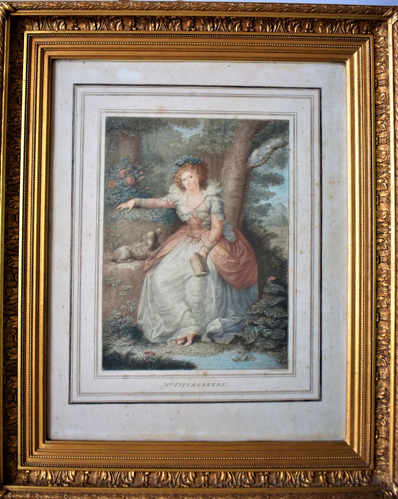 Null 在科斯韦之后：菲茨赫伯特小姐的画像。彩色水印，由John Condé雕刻。高度44 - 宽度35厘米
