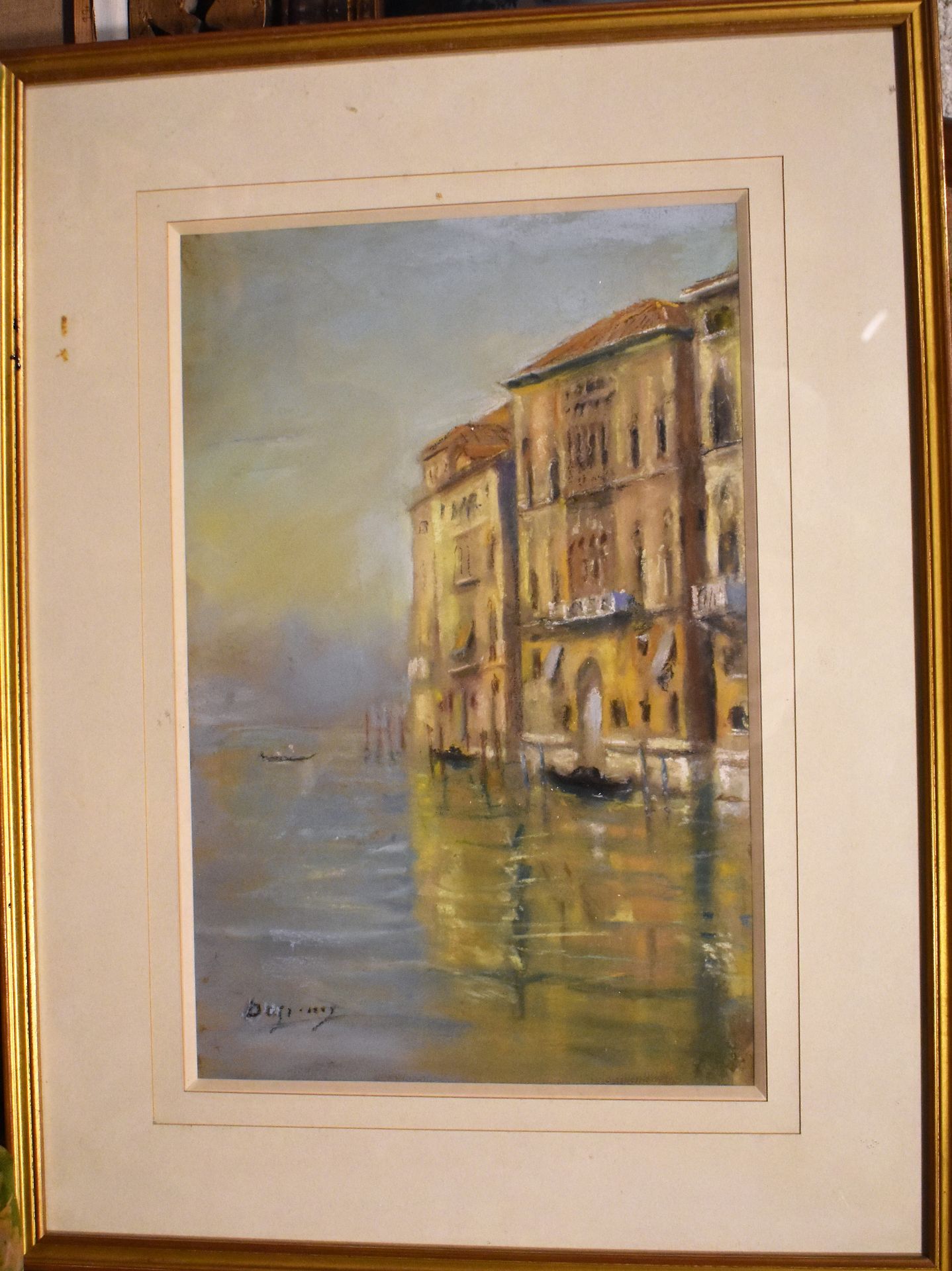 Null PASTEL: Palace in Venice. Signature lower left. Height 40 - Width 25 cm