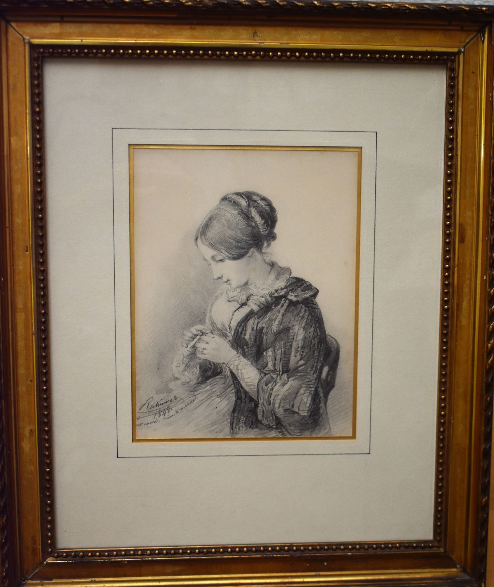 Null RUHÜRRES: The Ravenous Woman. Charcoal drawing, signed lower left. Height 2&hellip;