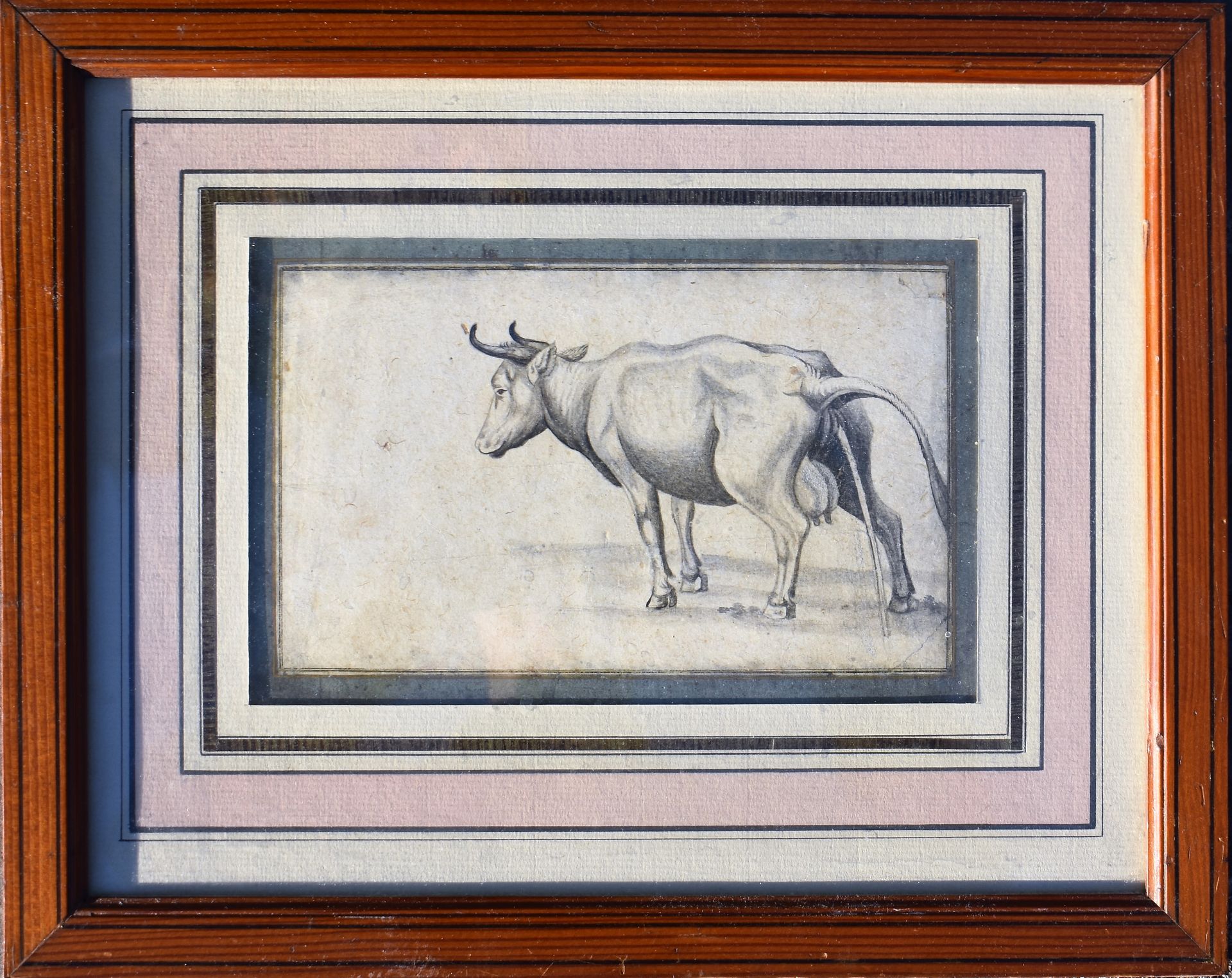 Null FRENCH SCHOOL circa 1800: Cow pissing. Drawing with wash. Height 10 - Width&hellip;