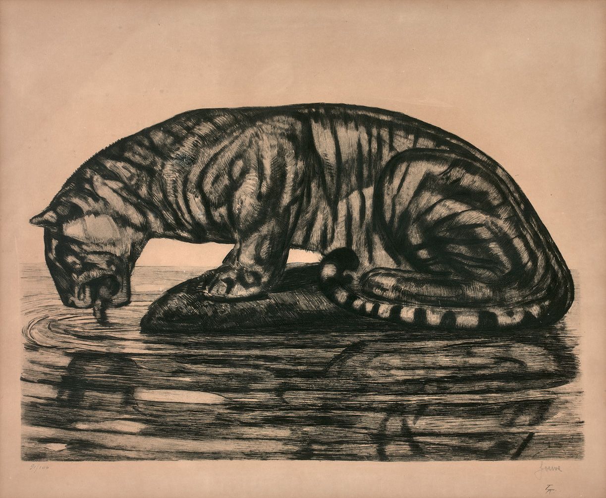 JOUVE Paul JOUVE (1878-1973)

Tiger beim Trinken, geschaffen 1930.

Original-Rad&hellip;