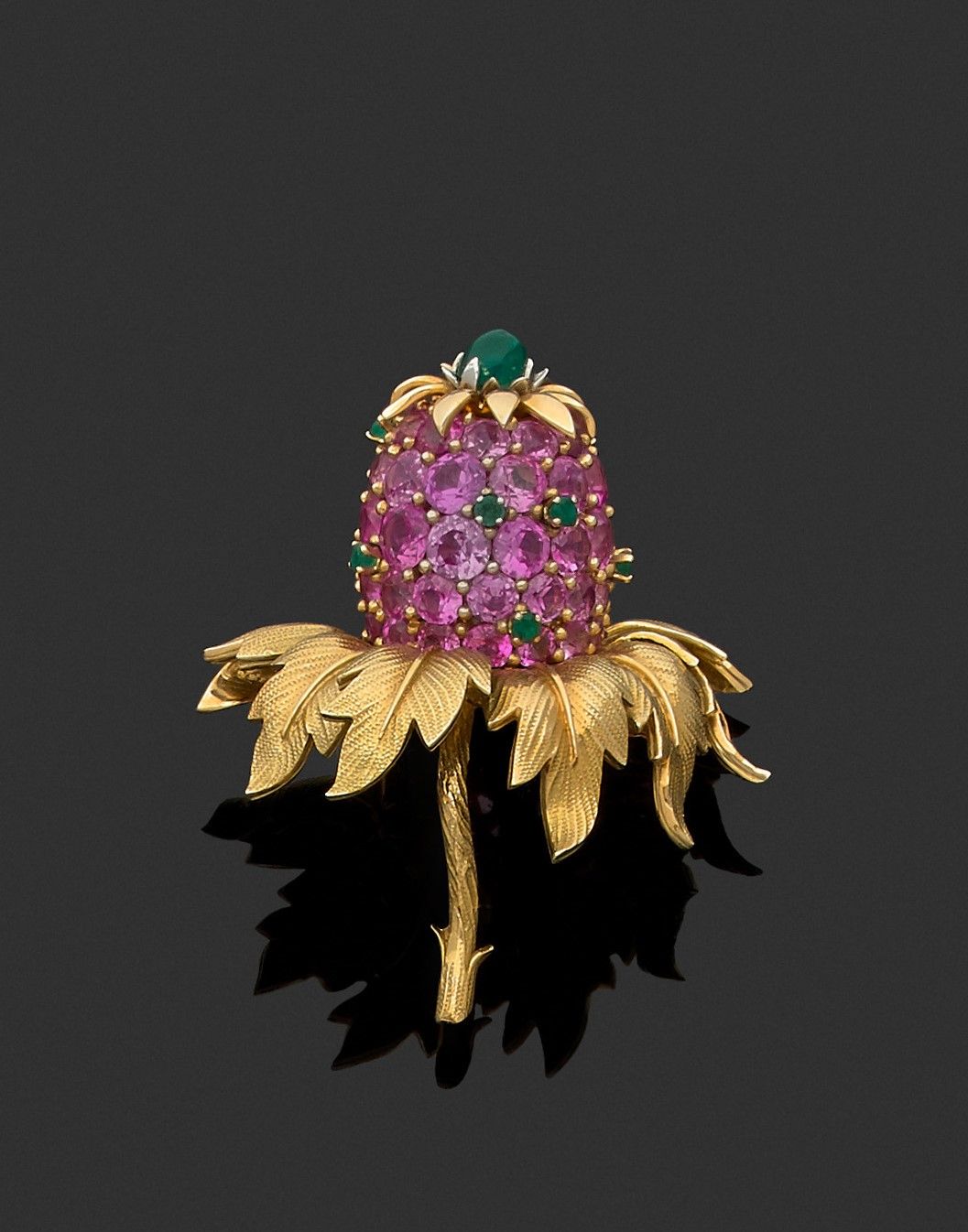 SCHLUMBERGER Clip de corsage en or jaune 18K (750) stylisé d’un ananas serti de &hellip;