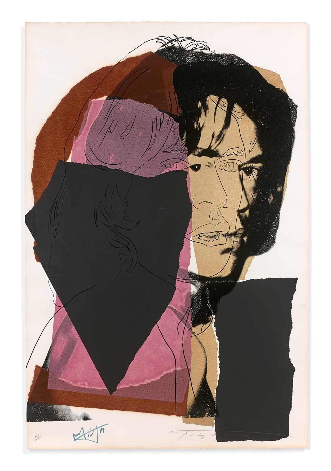 WARHOL 
安迪-沃霍尔(1928-1987)




米克-贾格尔，1975年




水彩画，右下角有铅笔签名，左下角有166/250字样，左下角有米克&hellip;