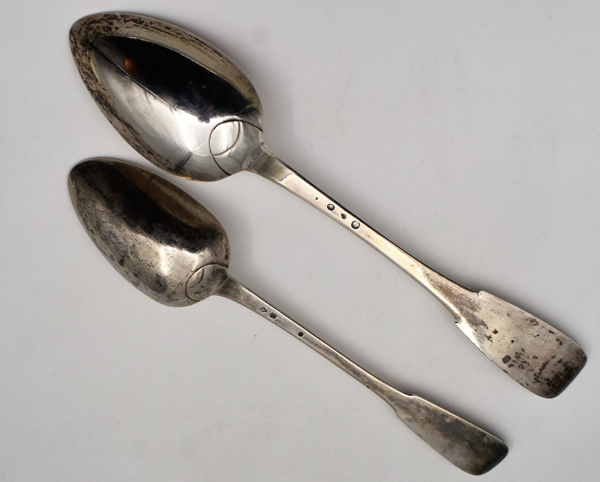 Null TWO silver stew spoons. XIXth century. Total weight 289 g.