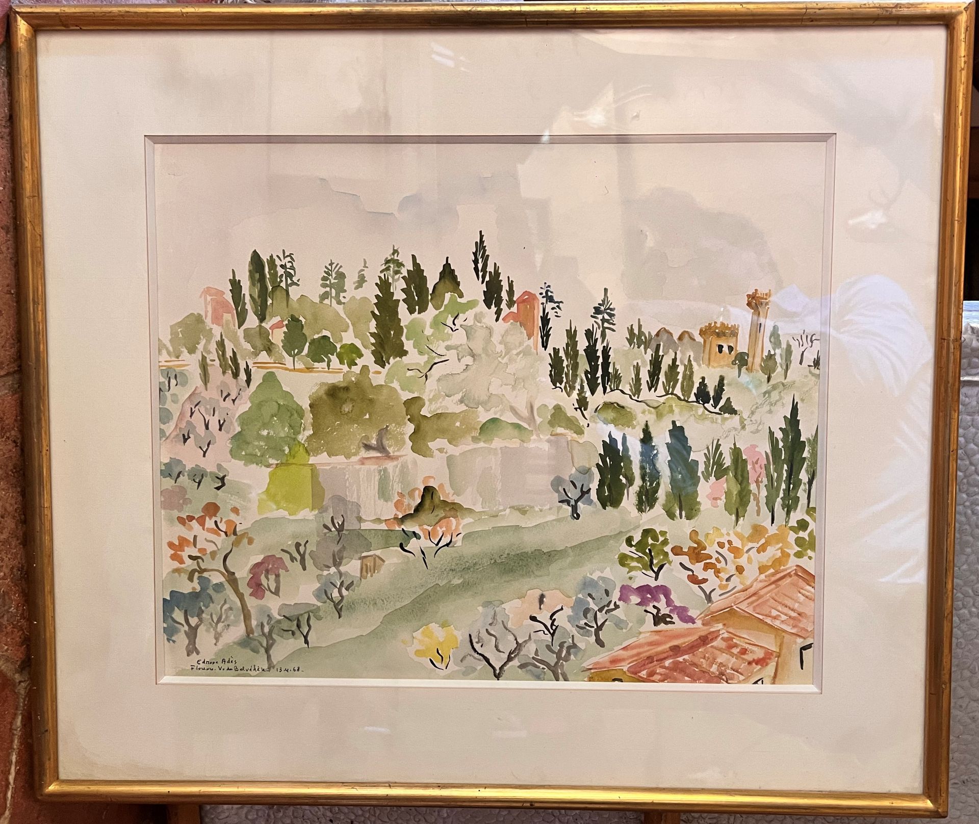 Null 埃德蒙-阿德斯（1916-？） 从Belvedere看到的佛罗伦萨。水彩画，有签名和日期 "13.4.68"。