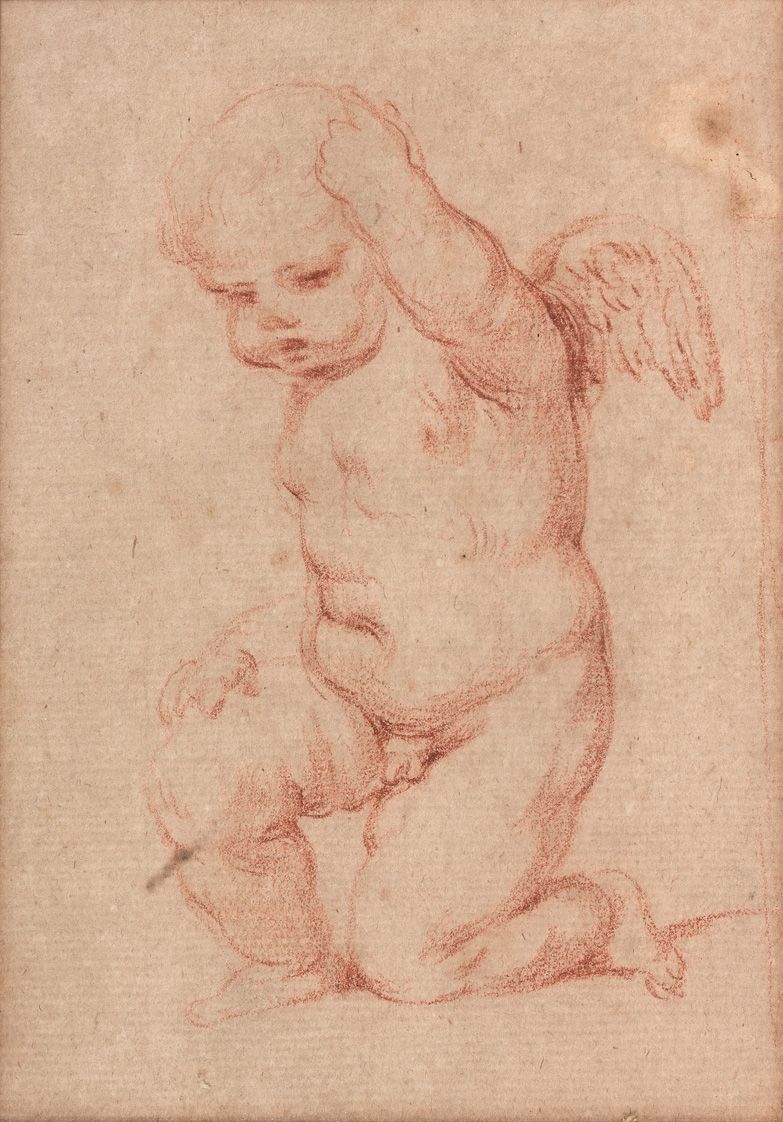 Null 18th century FRENCH SCHOOL: Angelot - Child. Two drawings with red chalk. H&hellip;