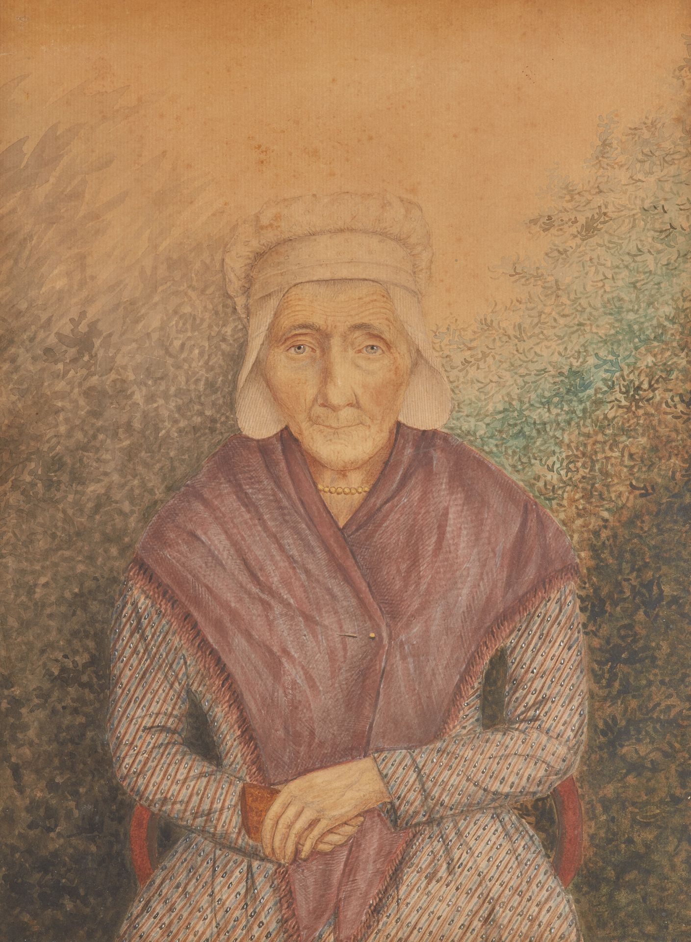 Null DEUTSCHE SCHULE des 19. Jahrhunderts: Porträt einer Bäuerin mit Kopfbedecku&hellip;