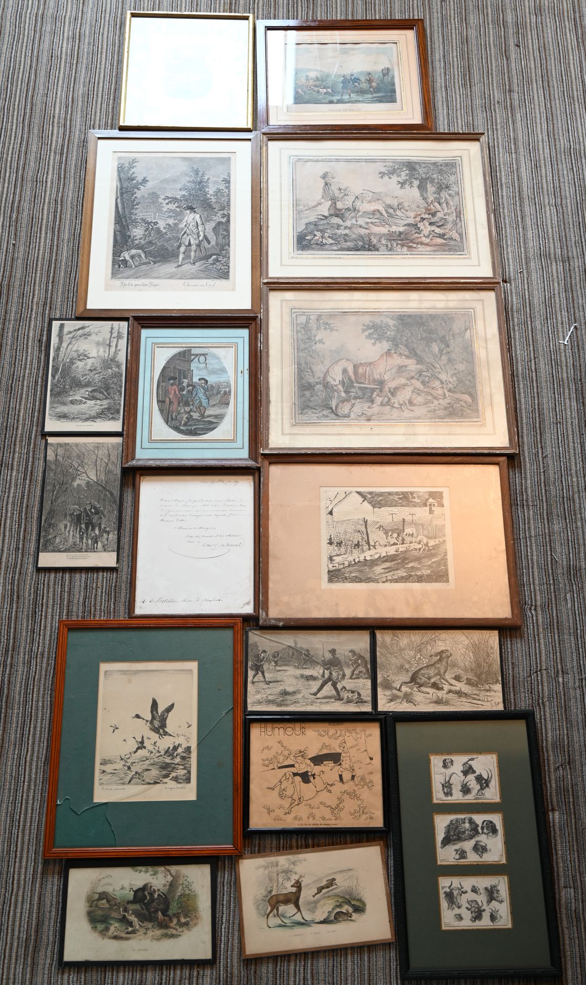Null LOT OF ELEVEN Framed pieces, prints and various reproductions, including De&hellip;