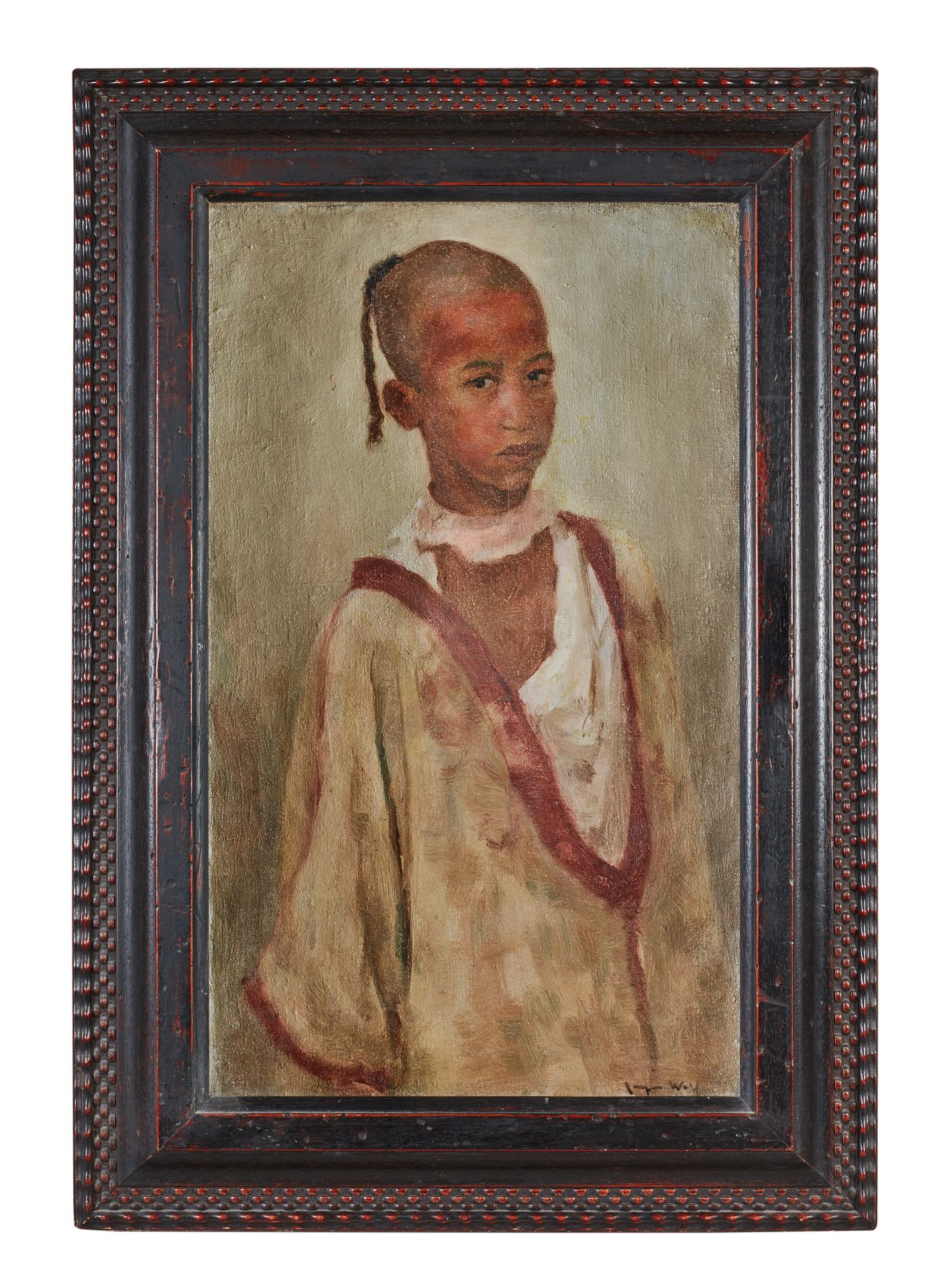 Null 弗朗西斯克-诺伊(1855-1942)

一个阿拉伯儿童的画像

右上角有纸板签名。

装在带有东方主义图案的雕花木框中。

高度28 - 宽度23厘&hellip;
