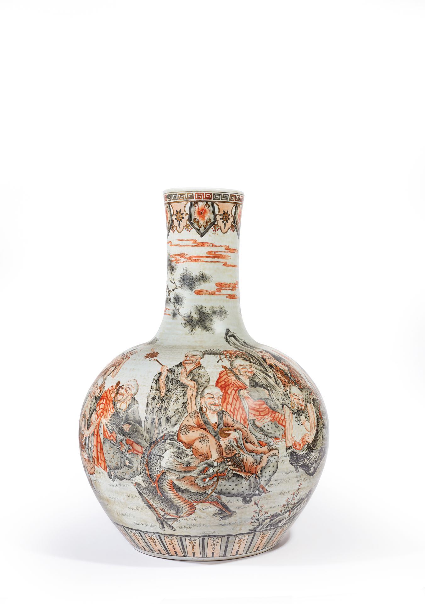 Null Large porcelain "tianqiuping" vase decorated with characters, the lip prese&hellip;