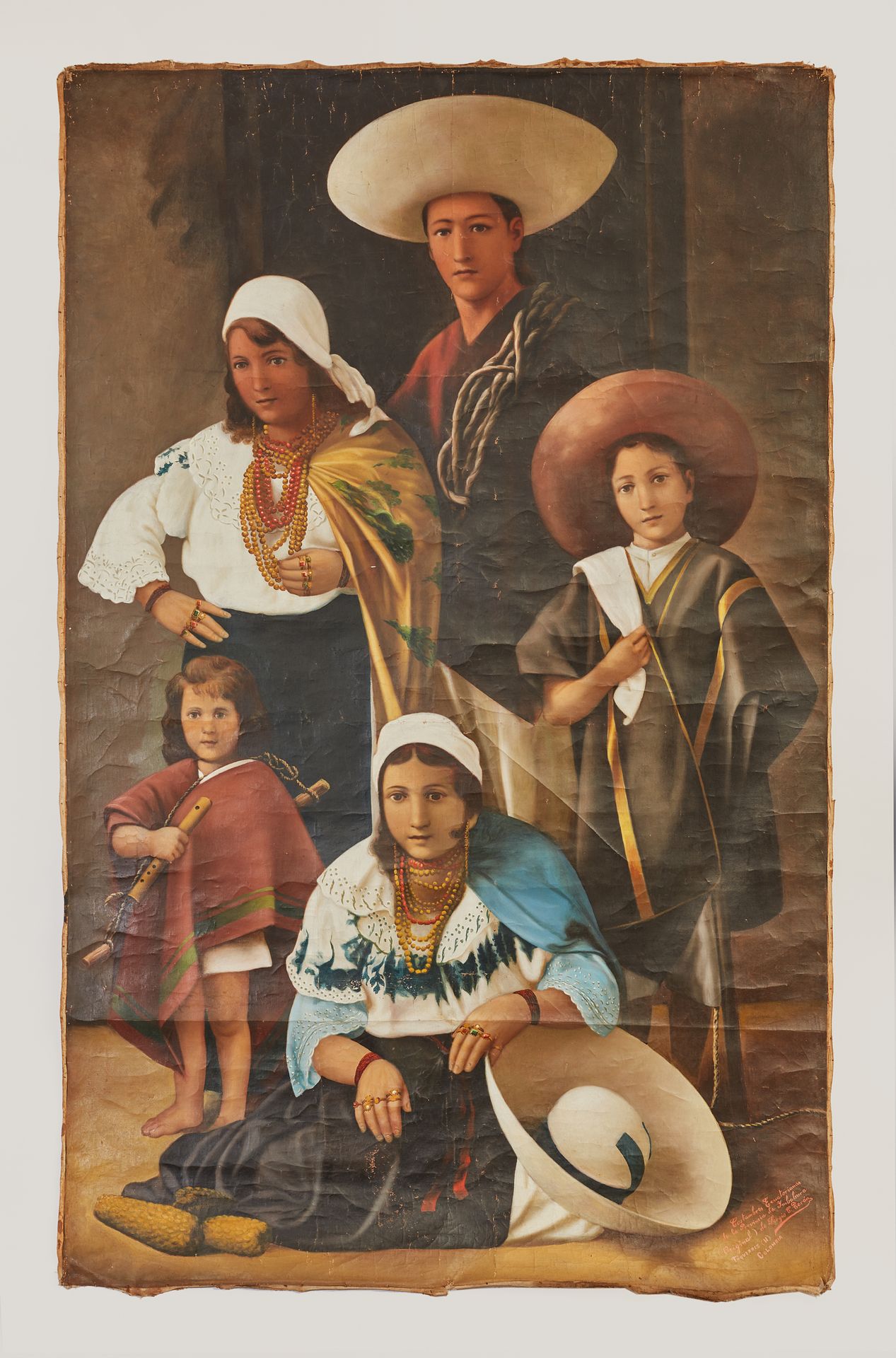 Null 19世纪的哥伦比亚学校

穿着厄瓜多尔传统服装的家庭肖像

帆布，右下角署名 "Sergio.C.Teran"，位于哥伦比亚的Tuquerres，并标&hellip;