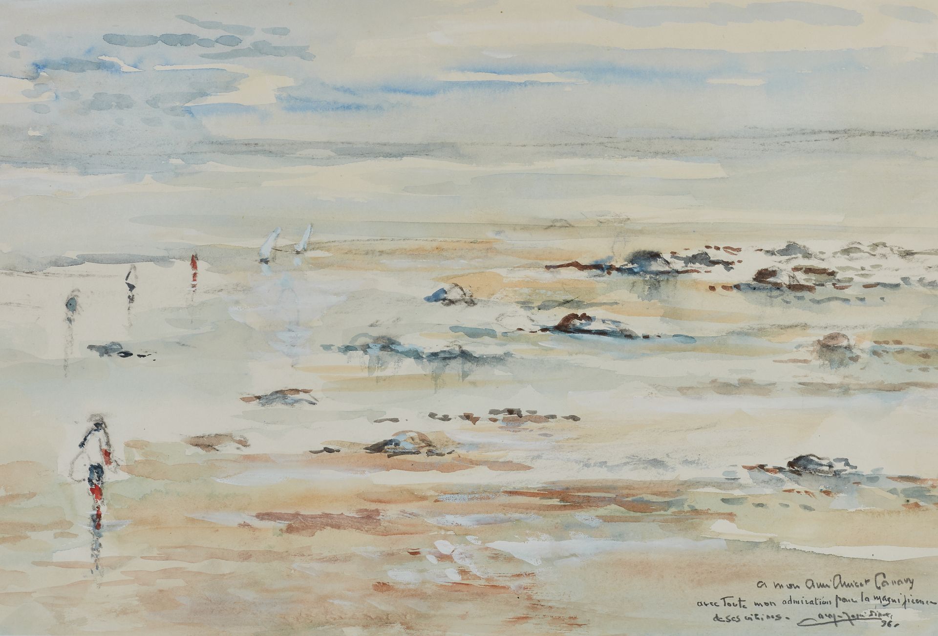 Null 勒内-辛-拉卡泽(1901-2000)

低潮期

水彩画右下方有签名，日期为[19]96。随着时间的推移。

高度30 - 宽度45厘米