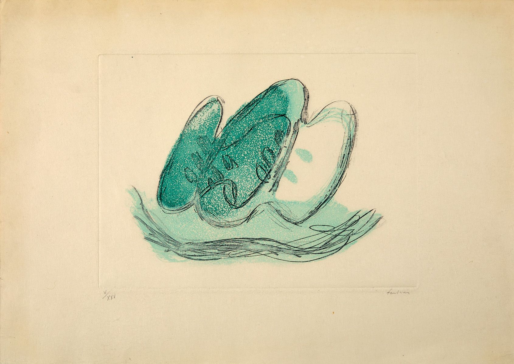 Jean FAUTRIER 让-福里埃 (1898 - 1964)

果实

旧日本上的彩色蚀刻画，右下角有V/XXV的签名。

高23,6 - 宽32,2厘米&hellip;