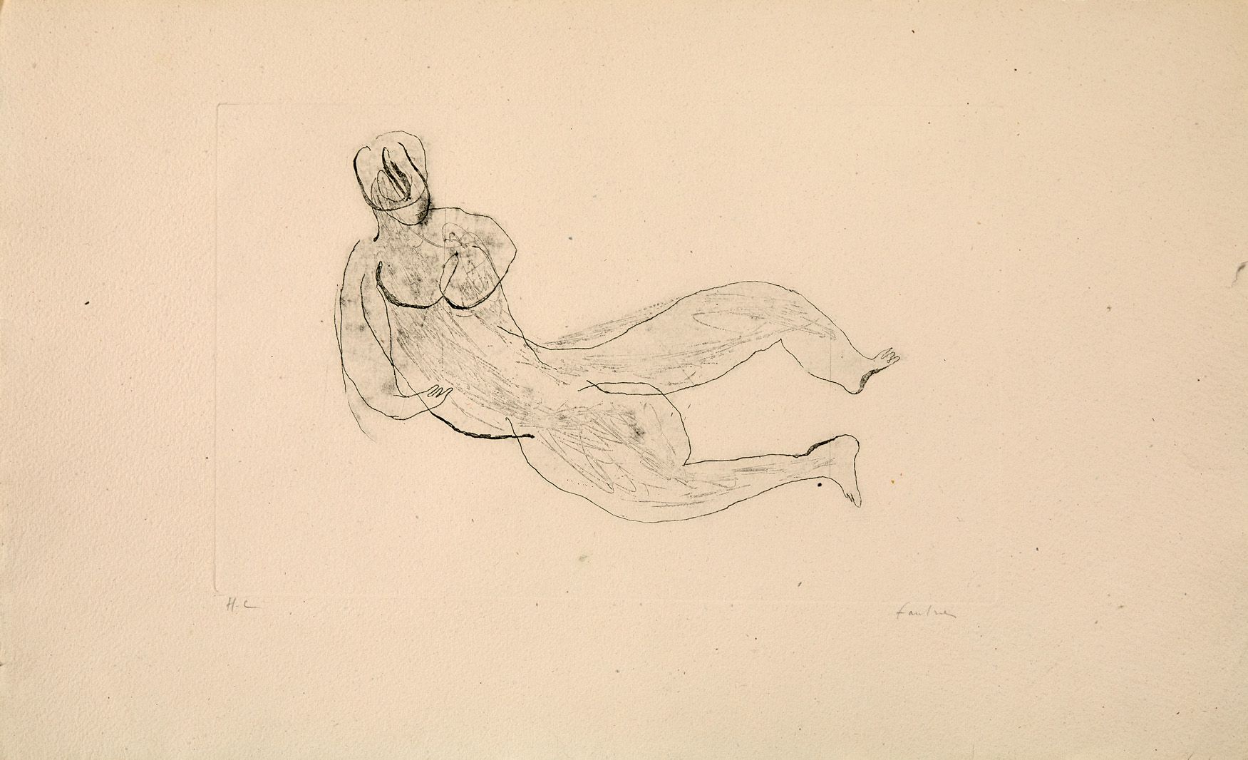 Jean FAUTRIER 让-福里埃 (1898 - 1964)

裸体

粉红色奥弗涅羊皮纸上的蚀刻和日光版画，右下角有HC的正名和签名。

高度21.4 &hellip;
