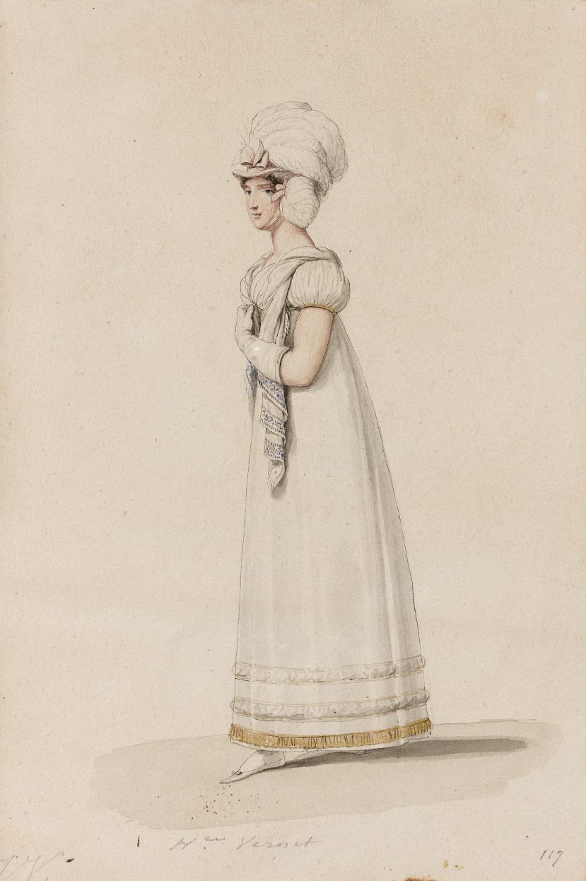 Horace VERNET Horace VERNET (Paris, 1789-1863): Fashion Figure. Watercolor drawi&hellip;