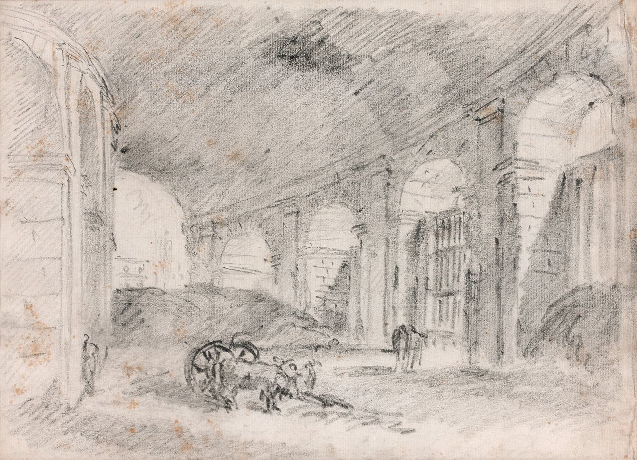 Hubert ROBERT Attribué à Hubert ROBERT (Paris, 1733-1808) : Intérieur du Colisée&hellip;