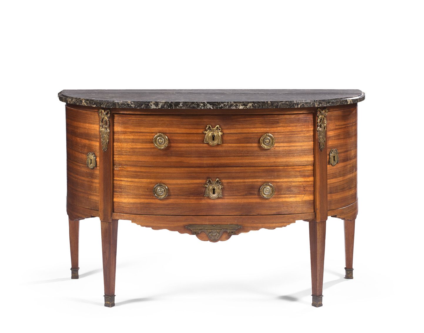 Godefroy DESTER Half-moon chest of drawers in satin veneer, opening with two dra&hellip;