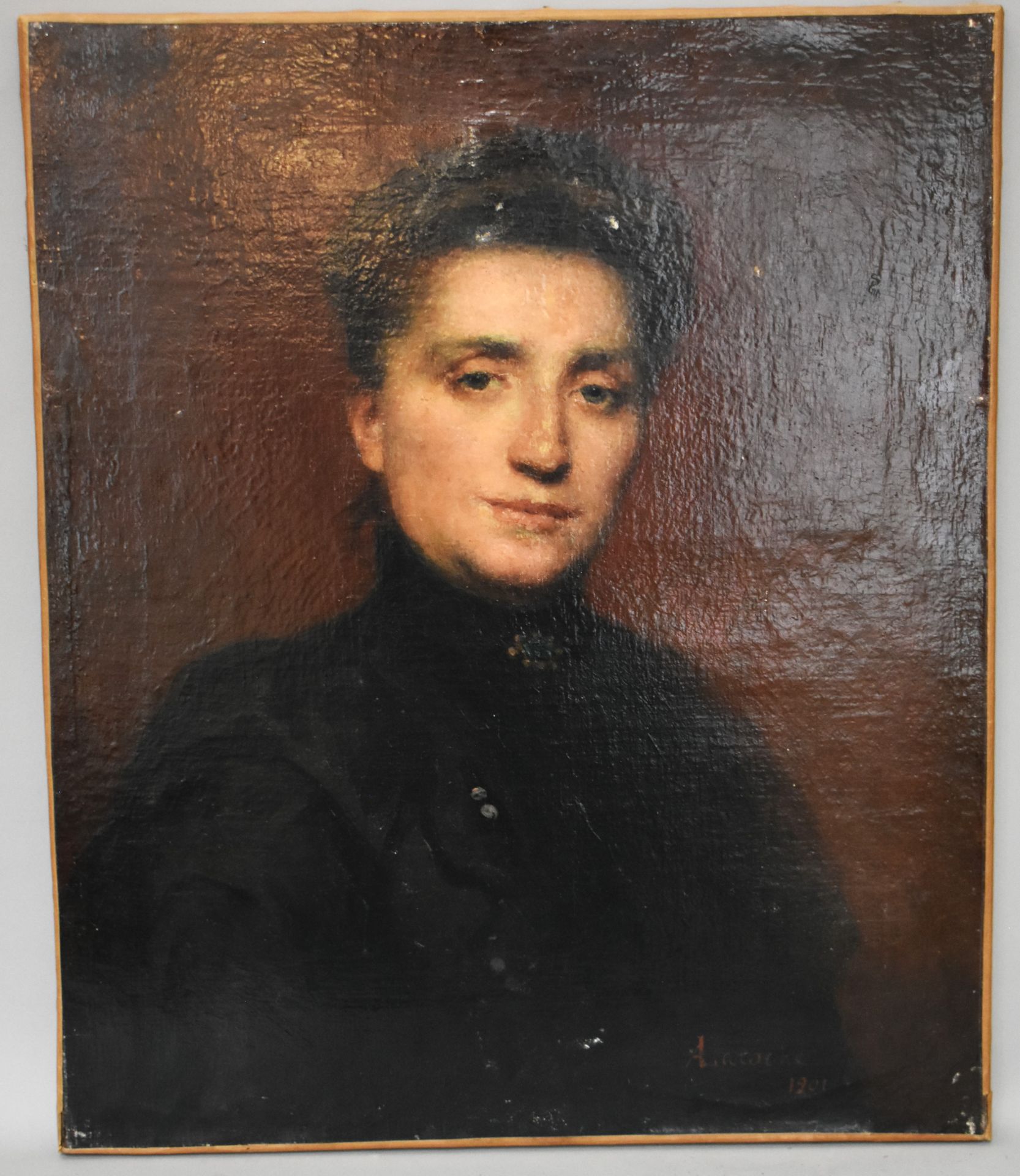 Null Armand LAROCHE (1826-1903) : Ritratto di donna con spilla. Tela firmata in &hellip;