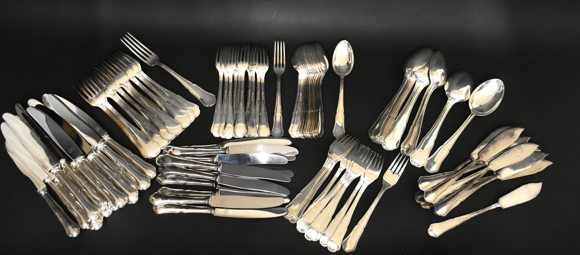 Null German silver cutlery set, including twelve pieces of cutlery, twelve piece&hellip;