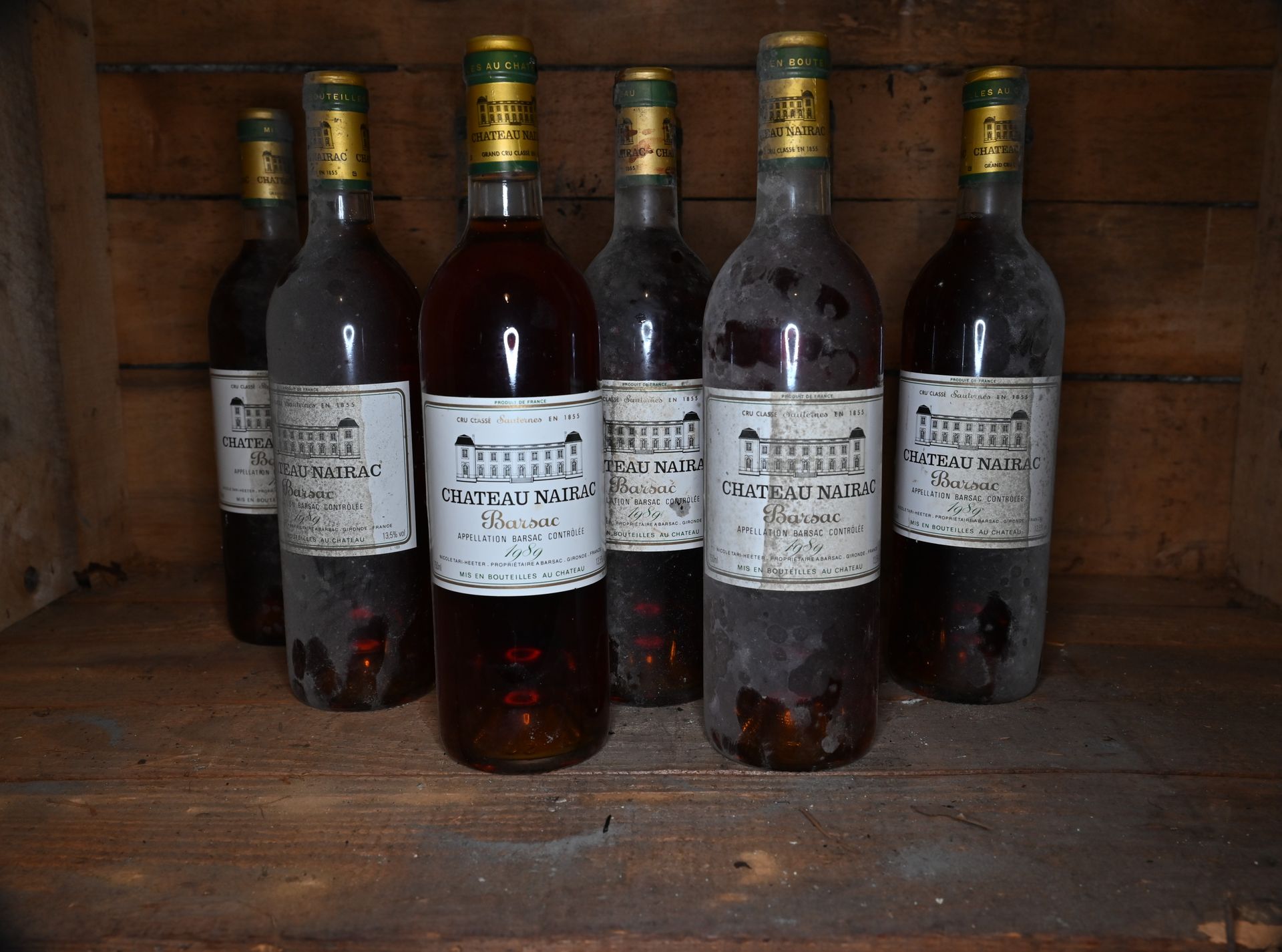 Null 10 bouteilles Château Nairac Barsac Sauternes 1989. 

L’état des étiquettes&hellip;